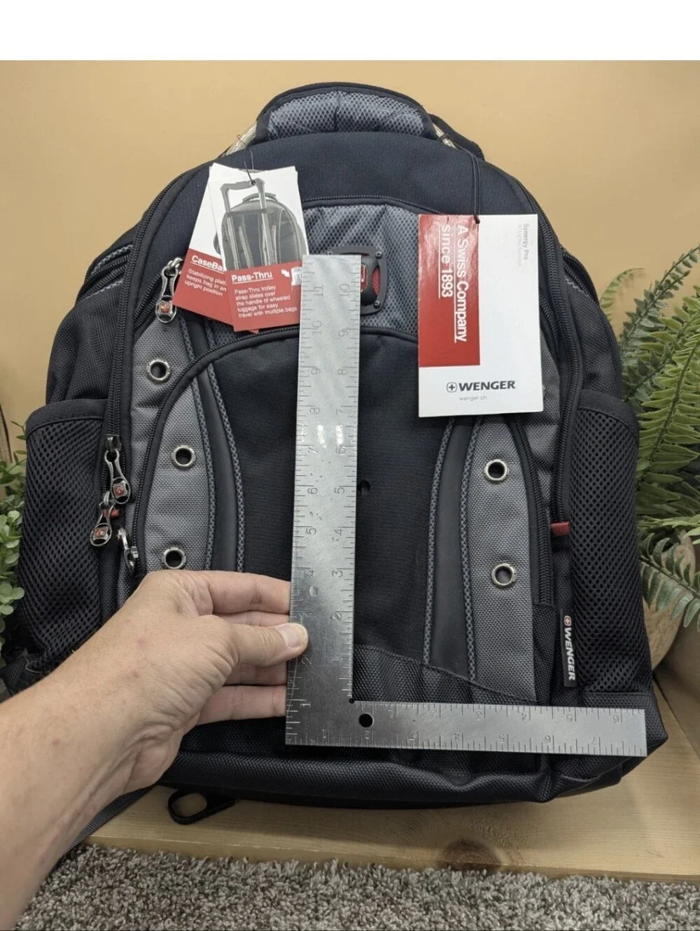 Wenger Synergy Multi Pocket Zip Around Back Pack Black New W Tags